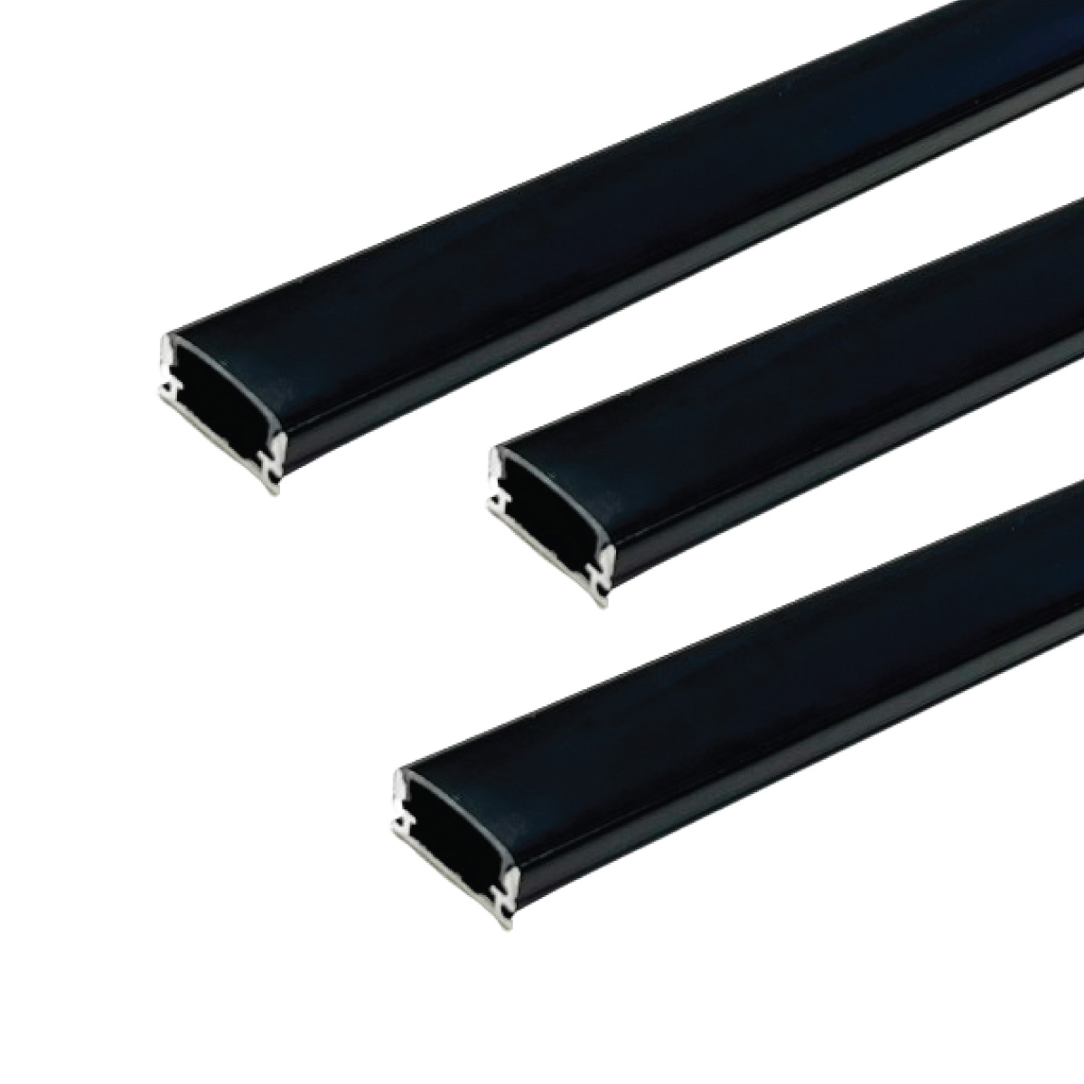 View Pack of 3 Surface Mounted Black Aluminium Profiles 2M information