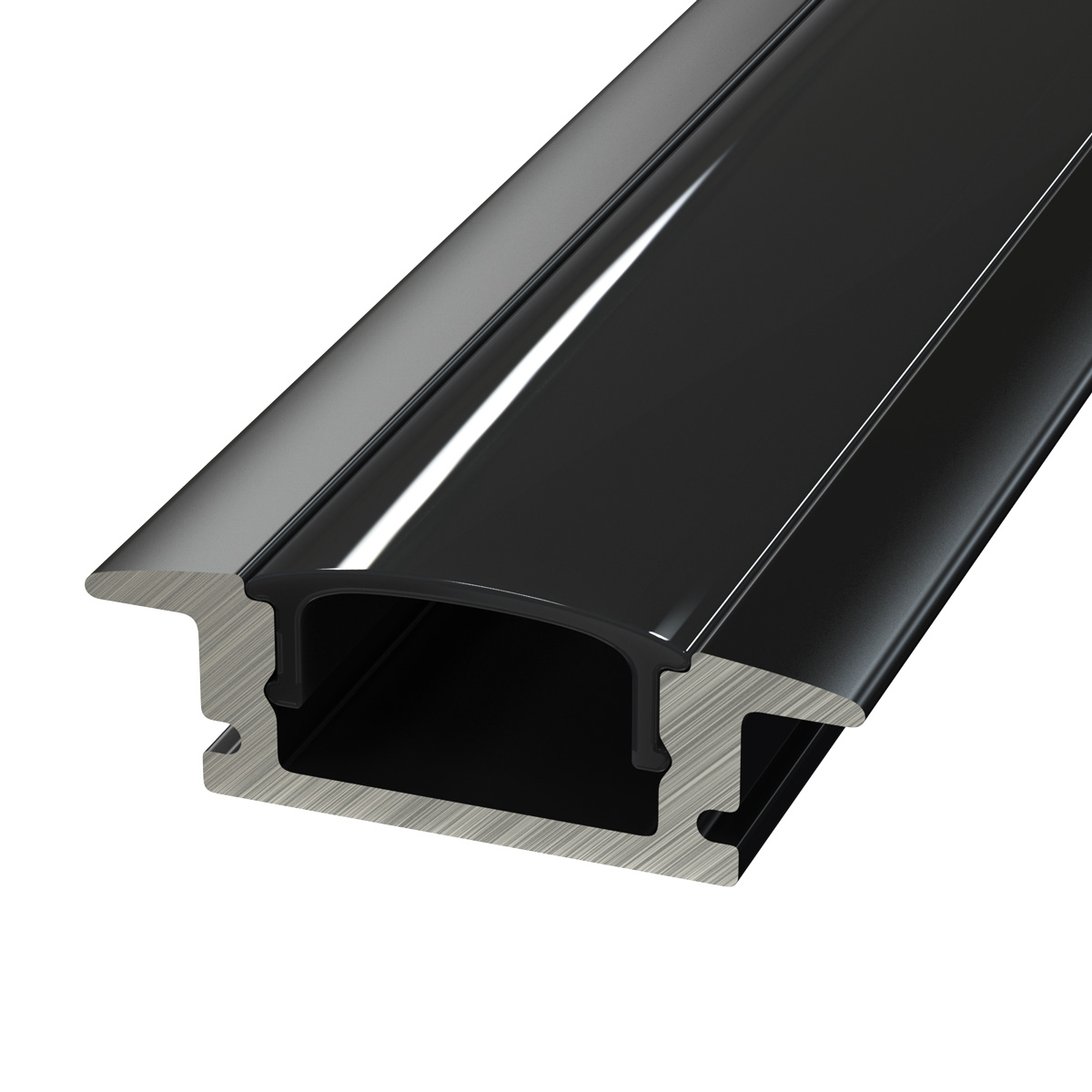 View 2m Black Aluminium Profile Recessed With Cover and End Caps information