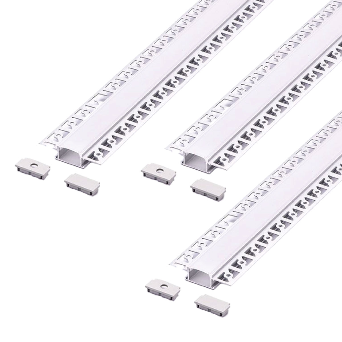 View Pack of 3 Plaster In Aluminium LED Profiles 2M information