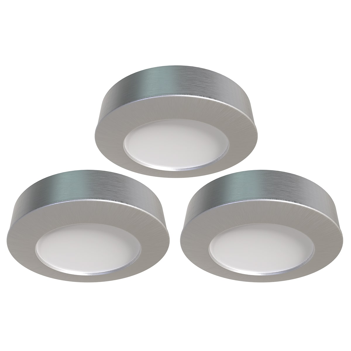View 3 x 230v Brushed Chrome SurfaceRecessed Mounted UnderCabinet Lights information