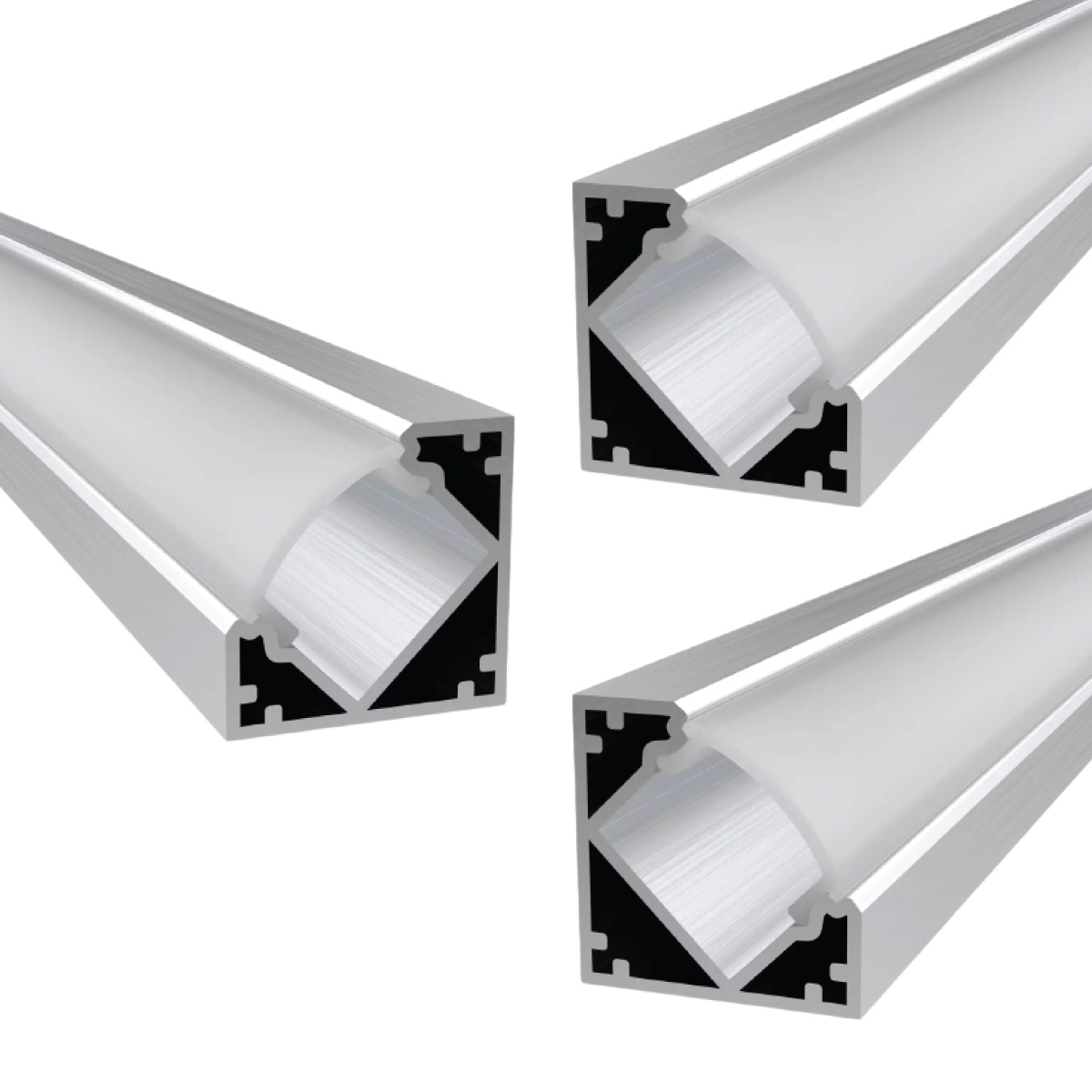 View Pack of 3 Corner Aluminium LED Profiles 2M Angled 45 Degree information