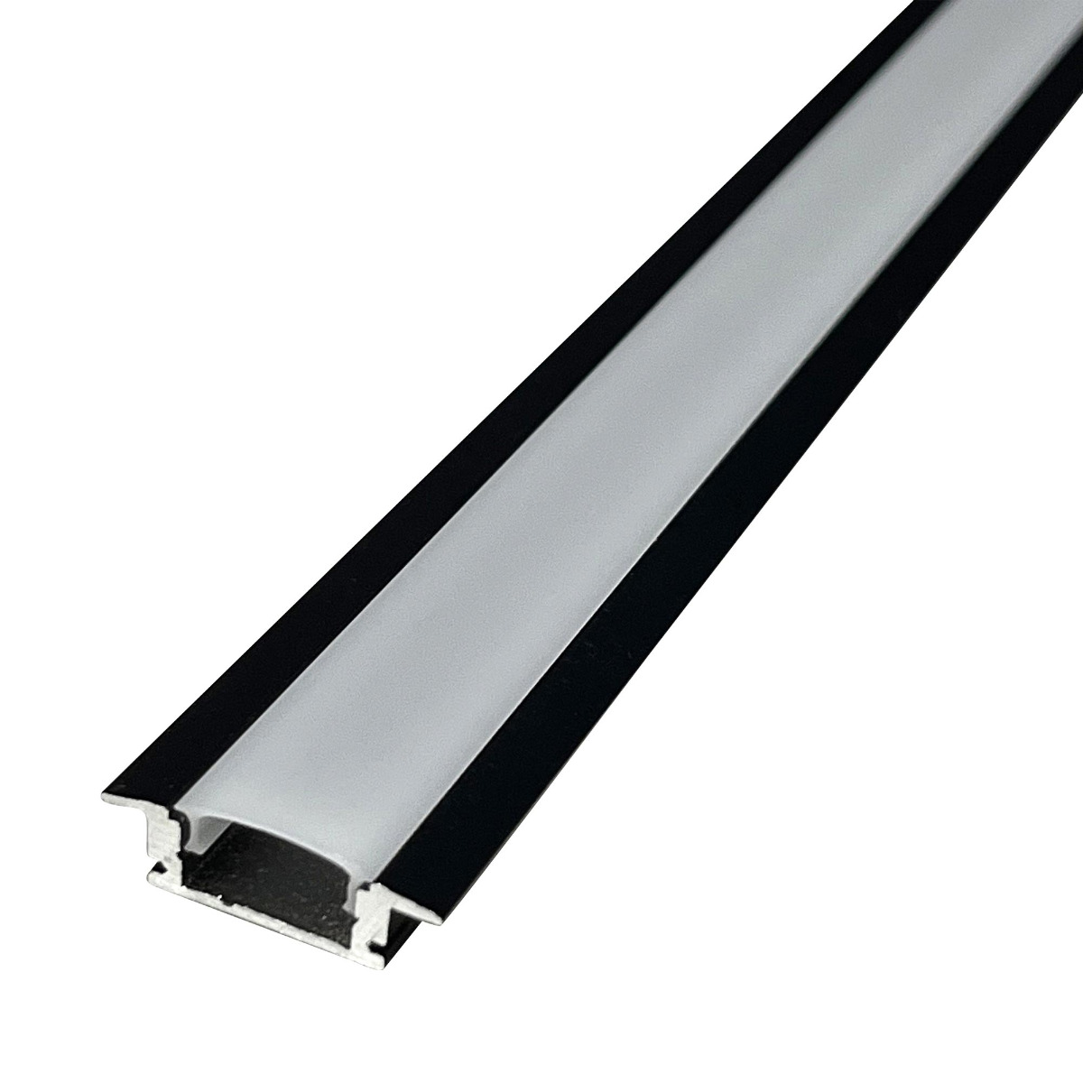 View 2m Black Recessed 7mm LED Profile With Frosted Cover information