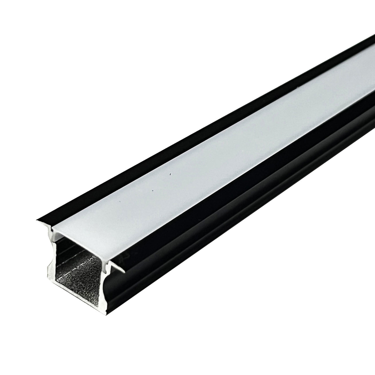 View 2m Recessed 15mm Black Aluminium Profile With Frosted Cover information