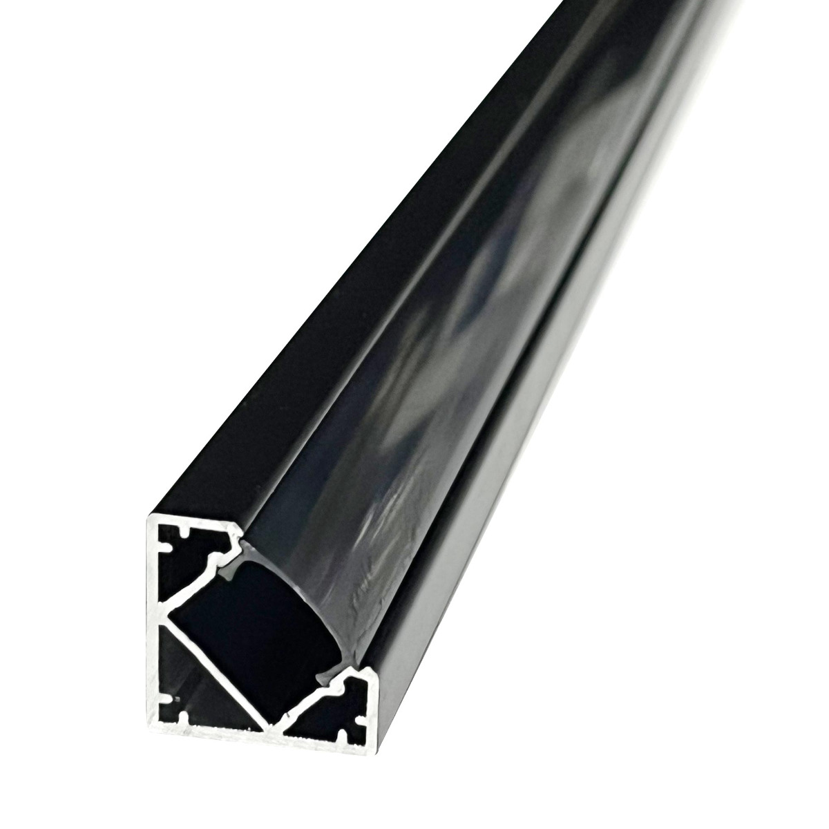 View Corner 48 Degree Black Aluminium Profile 2m long information
