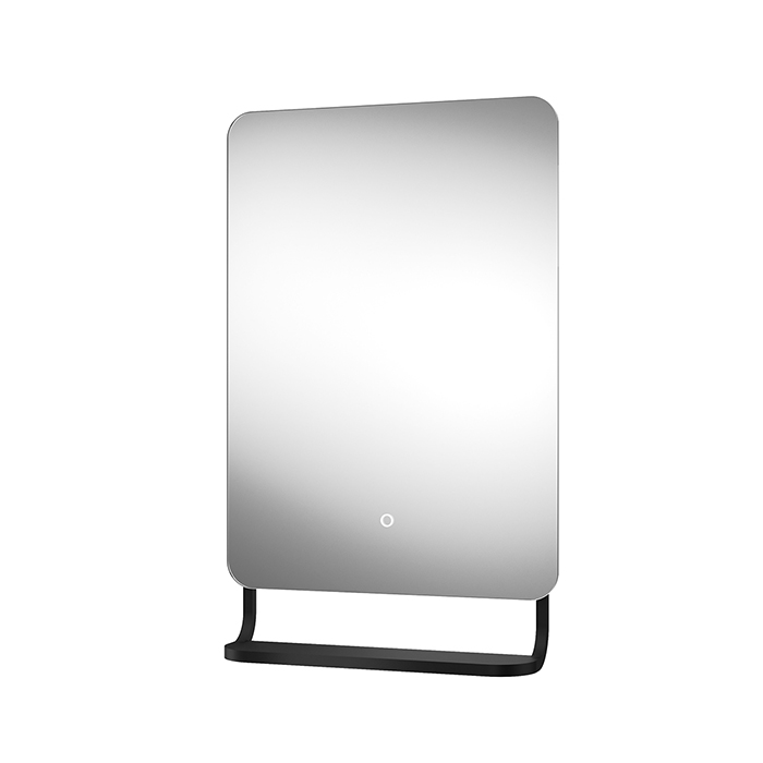 View Harbour 800x500mm LED Bathroom Mirror Black With Shelf information