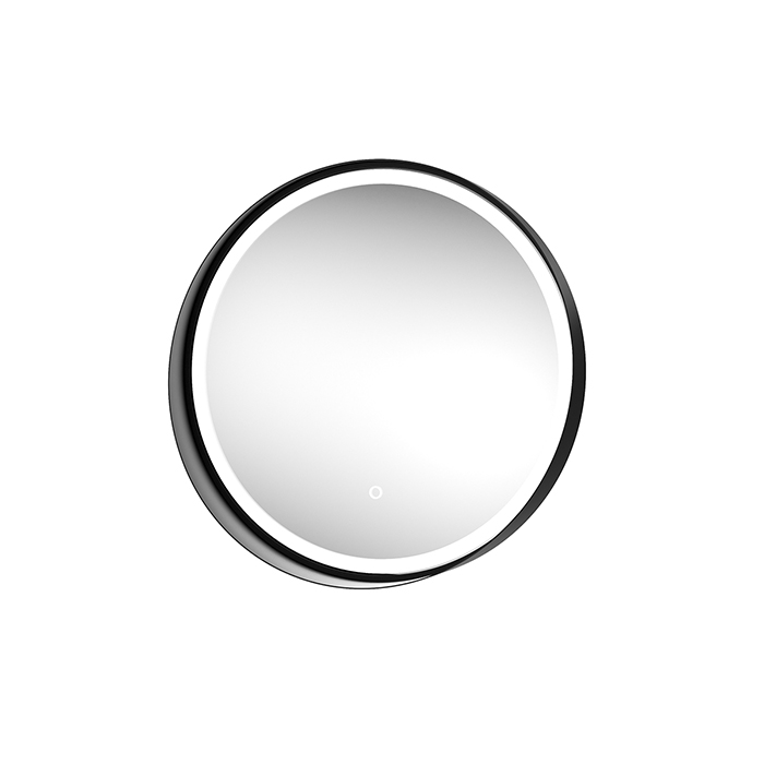 Dawn LED Bathroom Mirror, Round, Black Trim