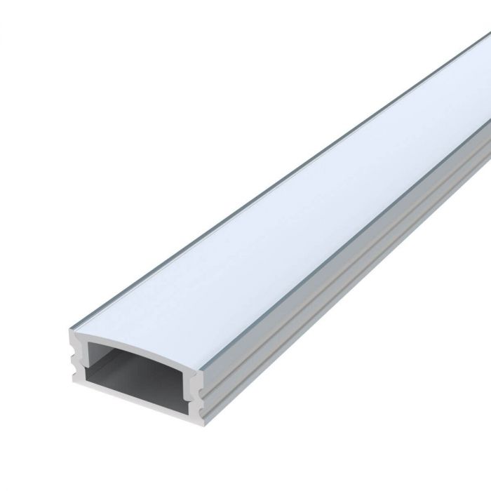 2m Long Surface Mounted Aluminium LED Profile With Cover & End Caps