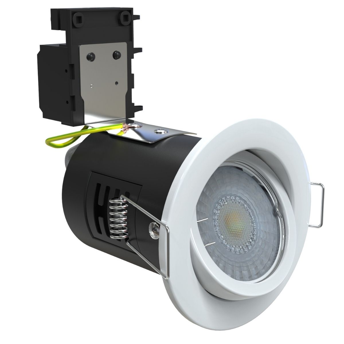 View Tilt Fire Rated LED Downlight GU10 Various Finishes White Brushed Chrome or Chrome information