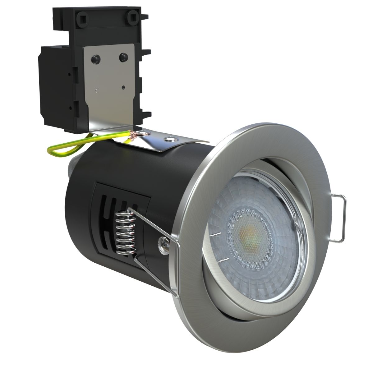 View Dimmable Fire Rated Adjustable GU10 Downlight in Brushed Chrome White or Chrome information