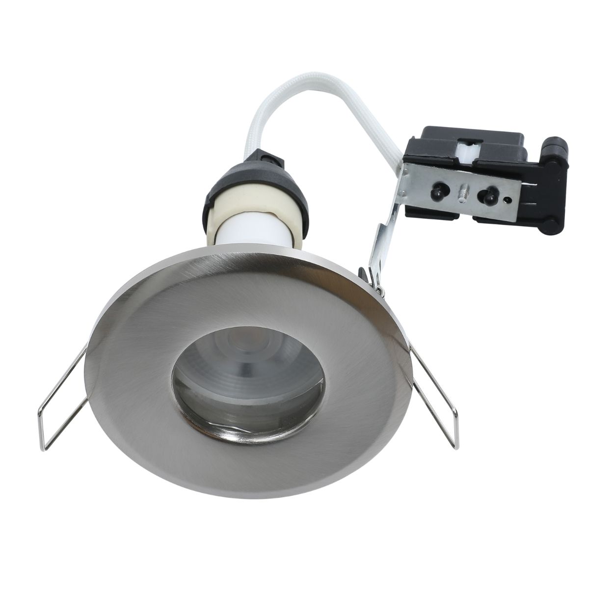 View IP65 Rated Fixed Shower Downlight GU10 Brushed Chrome information
