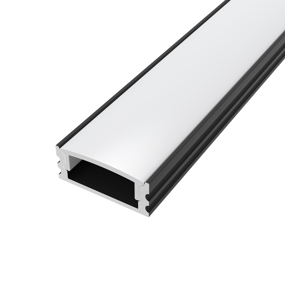 View 2m LED Profile Black Slimline With Diffuser Incl End Caps and Brackets information