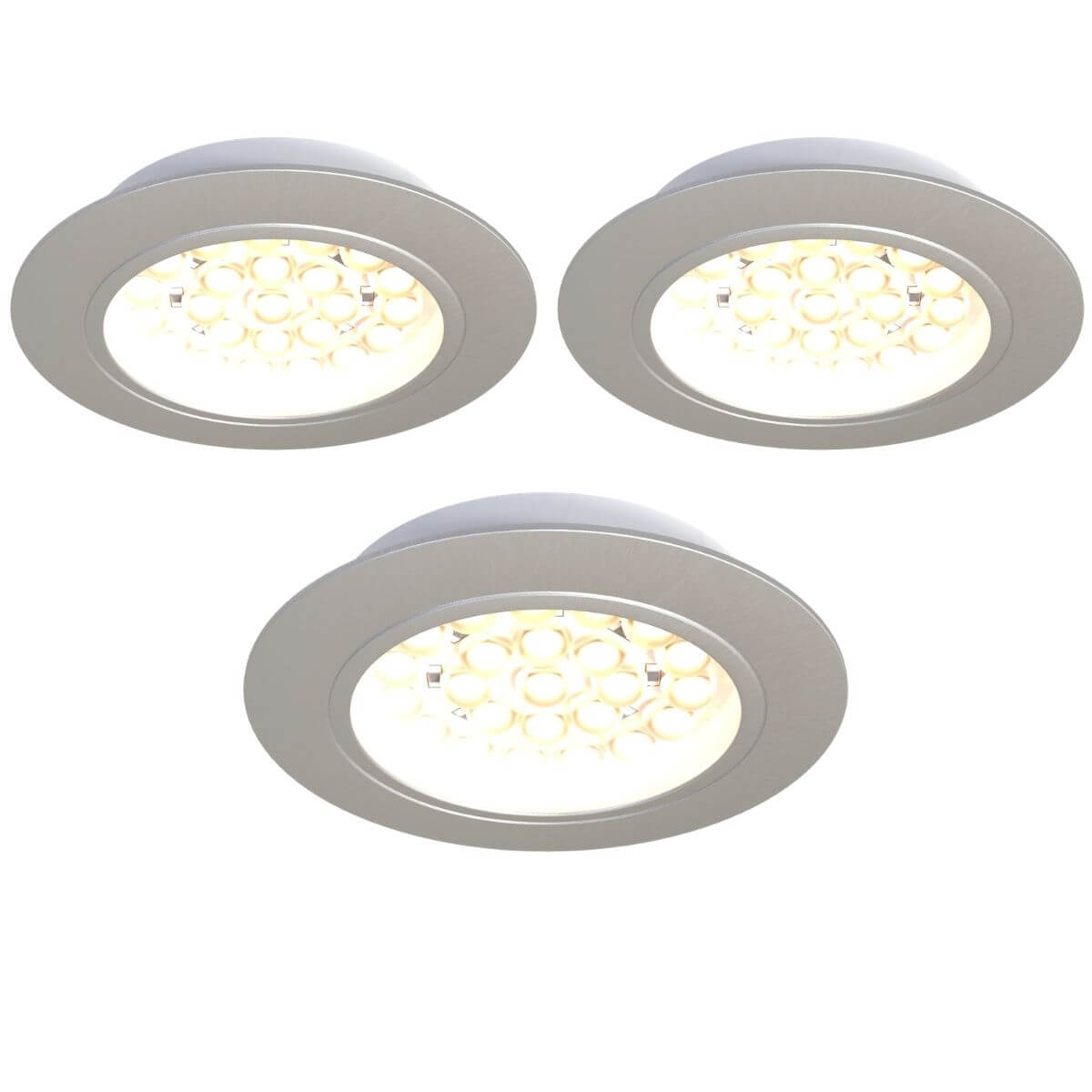 View 3 Pack Of Recessed LED Stainless Steel Under CabinetShelf Lights Transformer Cool or Warm White information