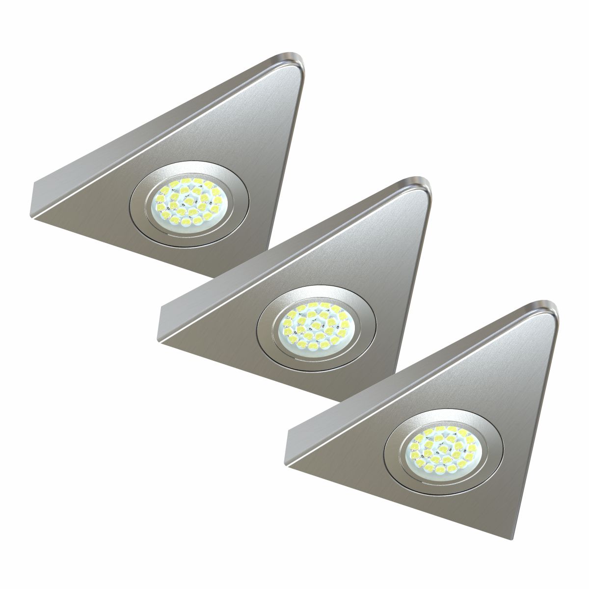 View Pack of 3 SuperSlim High Power 18w LED Triangle Cabinet Lights With Driver information