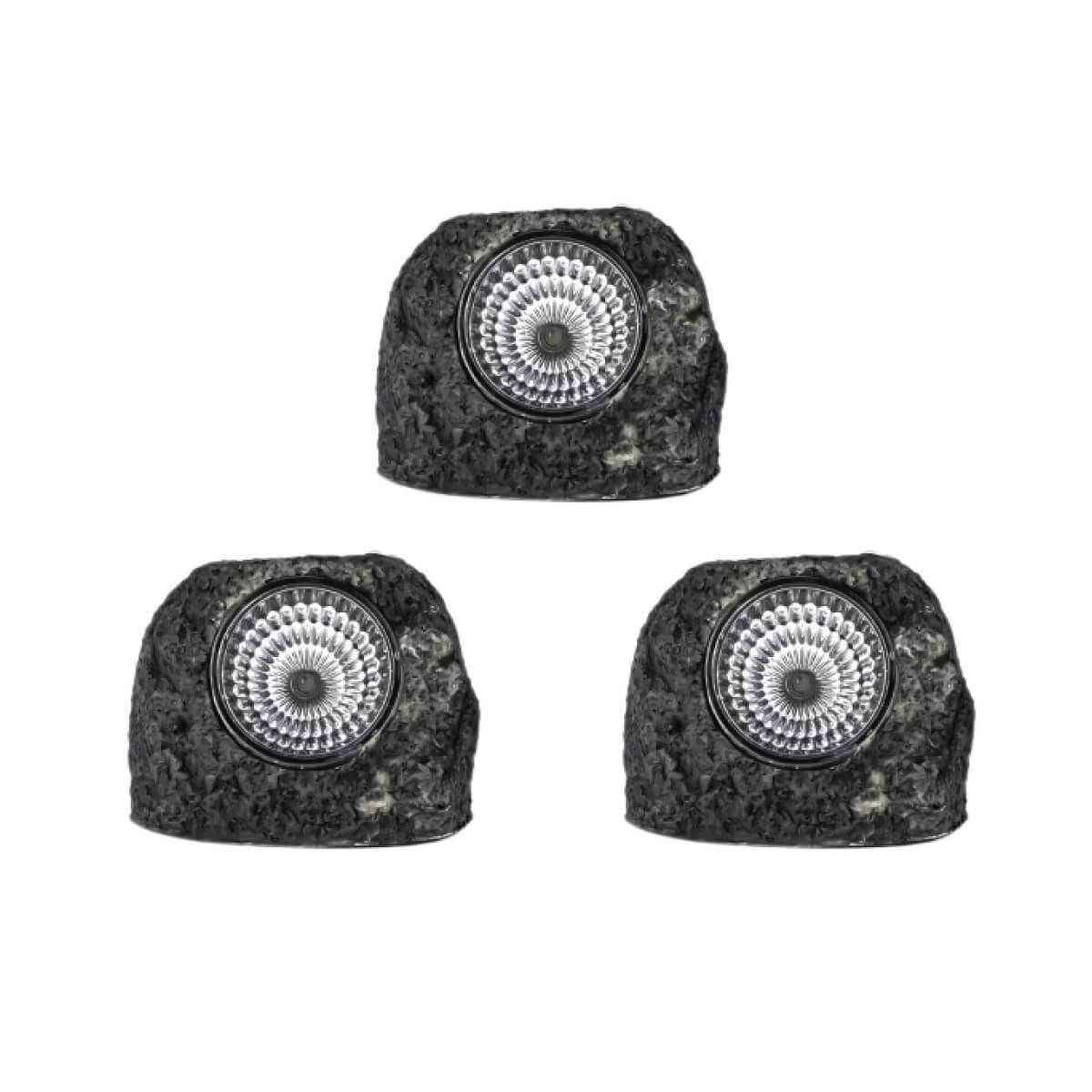 View Pack of 3 LED Solar Small Rock Decorative Lights information