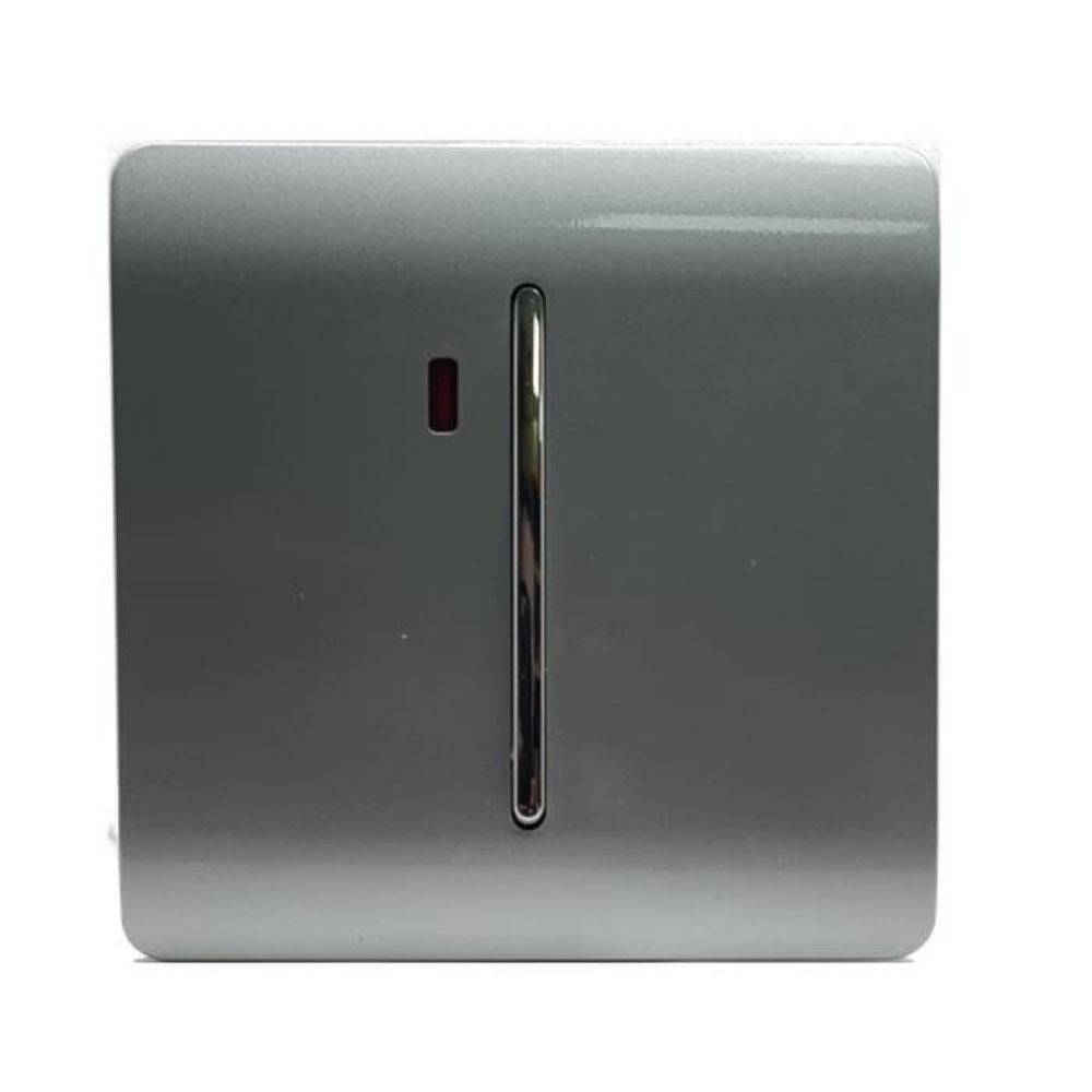 View Trendi Artistic Modern Glossy Screwless 45 Amp Cooker Switch with Neon Insert Silver information
