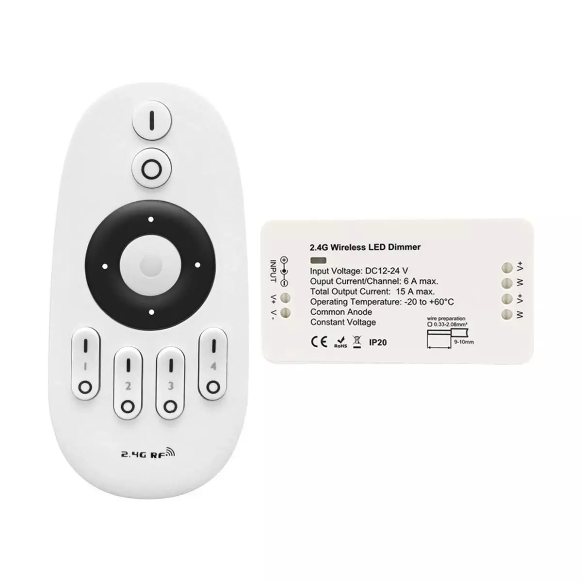 LED Dimmer Remote Control and Receiver Module - Battery Powered