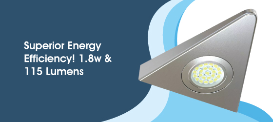 1.8w Triangle LED Under Cabinet Light, Brushed Chrome - Superior Energy Efficiency! 1.8w & 115 Lumens