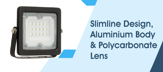 10w LED floodlight - Slimline Design, Aluminium Body & Polycarbonate Lens