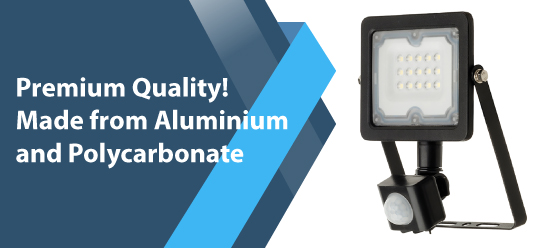 10w PIR LED Floodlight - Premium Quality! Made from Aluminium and Polycarbonate