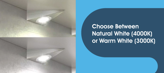 2.6w Triangle Brushed Chrome Under Cabinet Light - Choose Between Natural White (4000K) or Warm White (3000K)