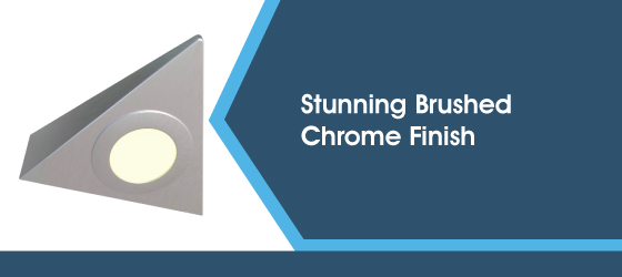 2.6w Triangle LED Under Cabinet Light, Brushed Chrome - Stunning Brushed Chrome Finish