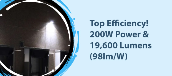 200w LED flood light - Top Efficiency! 200W Power & 19,600 Lumens (98lmW)
