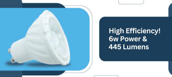 6.5w Dimmable GU10 Bulb - High Efficiency! 6.5w Power & 450 Lumens