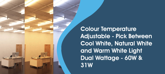 60w LED Batten Light with Emergency Module and Sensor, 180CM - Colour Temperature Adjustable - Pick Between Cool White, Natural White and Warm White Light