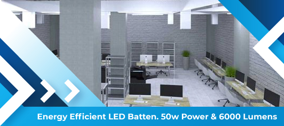 6ft cool white LED batten - Energy Efficient LED Batten. 50w Power & 6000 Lumens