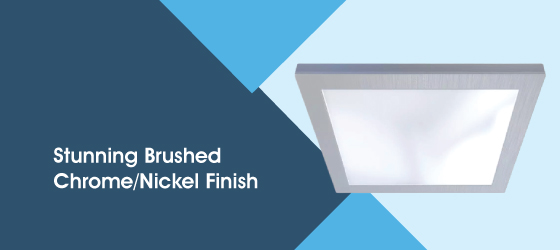6w Square Brushed Chrome LED Under Cabinet Light - Stunning Brushed ChromeNickel Finish