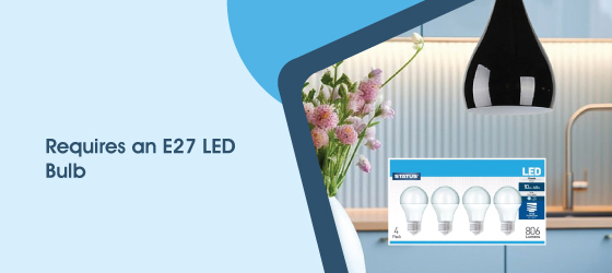 Black Teardrop LED Pendant Light - Requires an E27 LED Bulb