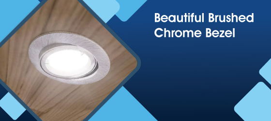 Brushed Chrome Fire-Rated Die-Cast Tilt Downlight - Beautiful Brushed Chrome Bezel