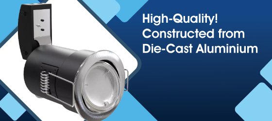 Brushed Chrome Fire-Rated Die-Cast Tilt Downlight - High-Quality! Constructed from Die-Cast Aluminium