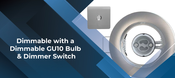 Brushed Chrome Recessed Downlight - Dimmable with a Dimmable GU10 Bulb & Dimmer Switch