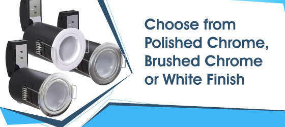 GU10 Fire-rated LED Downlight in Various Finishes - Choose from Polished Chrome, Brushed Chrome or White Finish