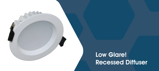 IP65 Short-Can Fire-Rated LED Downlight - Low Glare! Recessed Diffuser