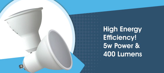 Pack of 10 5w GU10 LED Bulbs - High Energy Efficiency! 5w Power & 400 Lumens