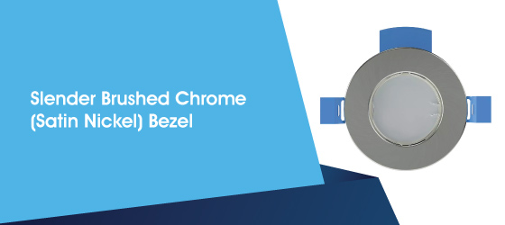 Pack of 10 Brushed Chrome GU10 Downlights - Slender Brushed Chrome (Satin Nickel) Bezel