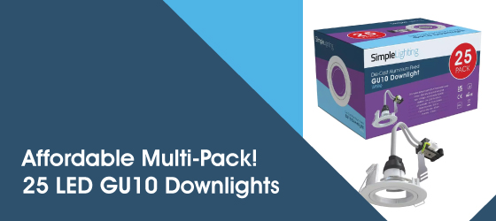 Pack of 25 White LED Downlight - Affordable Multi-Pack! 25 LED GU10 Downlights