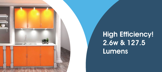 Pack of 3 LED Cabinet Lights - High Efficiency! 2.6w & 127.5 Lumens