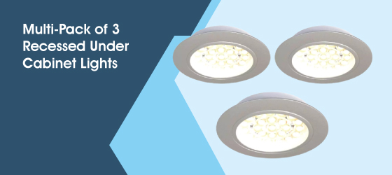 Pack of 3 Recessed Under Cabinet Light, 1.8w - Multi-Pack of 3 Recessed Under Cabinet Lights