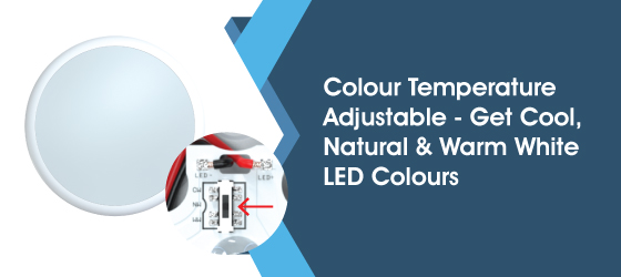 Pack of 3 Standard 18w LED Bulkhead - Colour Temperature Adjustable - Get Cool, Natural & Warm White LED Colours