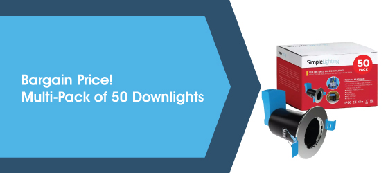 Pack of 50 Brushed Chrome GU10 Downlights - Bargain Price! Multi-Pack of 50 Downlights