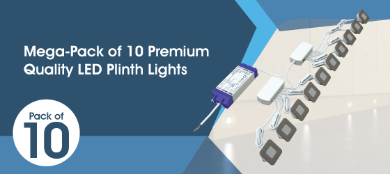 Pack of 8 Brushed Chrome LED Plinth, 4000K - Mega-Pack of 10 Premium Quality LED Plinth Lights
