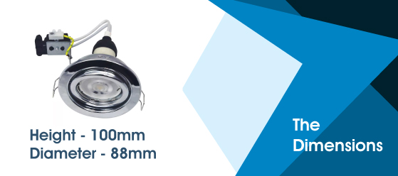 Polished chrome recessed downlight - The Dimensions