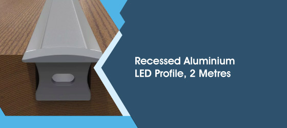 Recessed Aluminium LED Profile, 2M - Recessed Aluminium LED Profile, 2 Metres