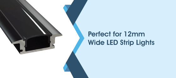 Recessed Balck LED Profile - Perfect for 12mm Wide LED Strip Lights