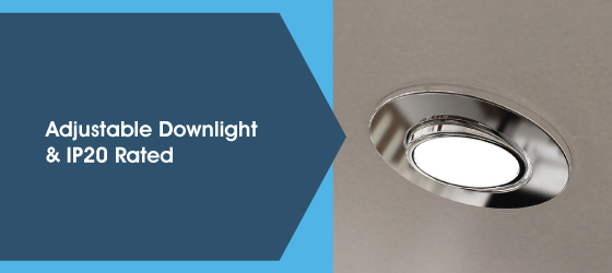 Tilt, Chrome Fire-Rated Downlight - Adjustable Downlight & IP20 Rated