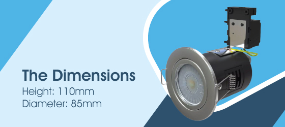 Tilt Fire-Rated Brushed Chrome Downlight - The Dimensions