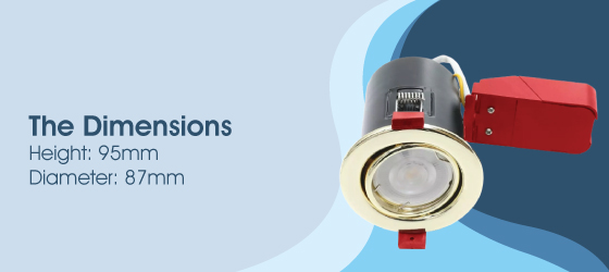 Tilt Fire-rated Polished Brass LED Downlight - The Dimensions